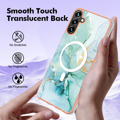 For Samsung Galaxy A54 5G Marble Pattern Dual-side IMD Magsafe TPU Phone Case(Green 003) by buy2fix
