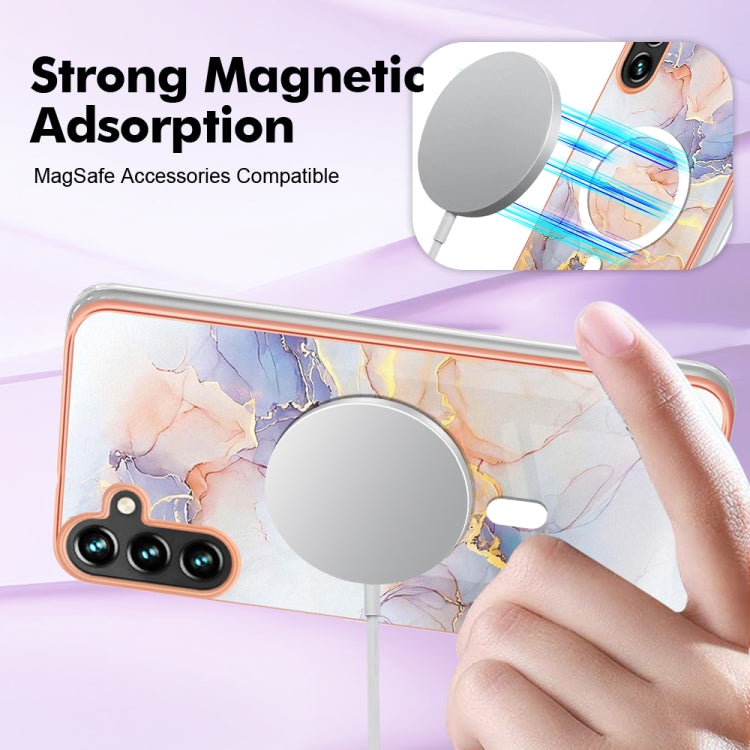 For Samsung Galaxy A54 5G Marble Pattern Dual-side IMD Magsafe TPU Phone Case(White Marble) by buy2fix