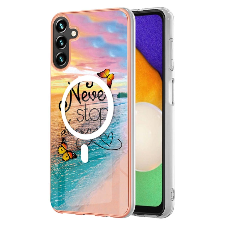 For Samsung Galaxy A54 5G Marble Pattern Dual-side IMD Magsafe TPU Phone Case(Dream Butterfly) by buy2fix