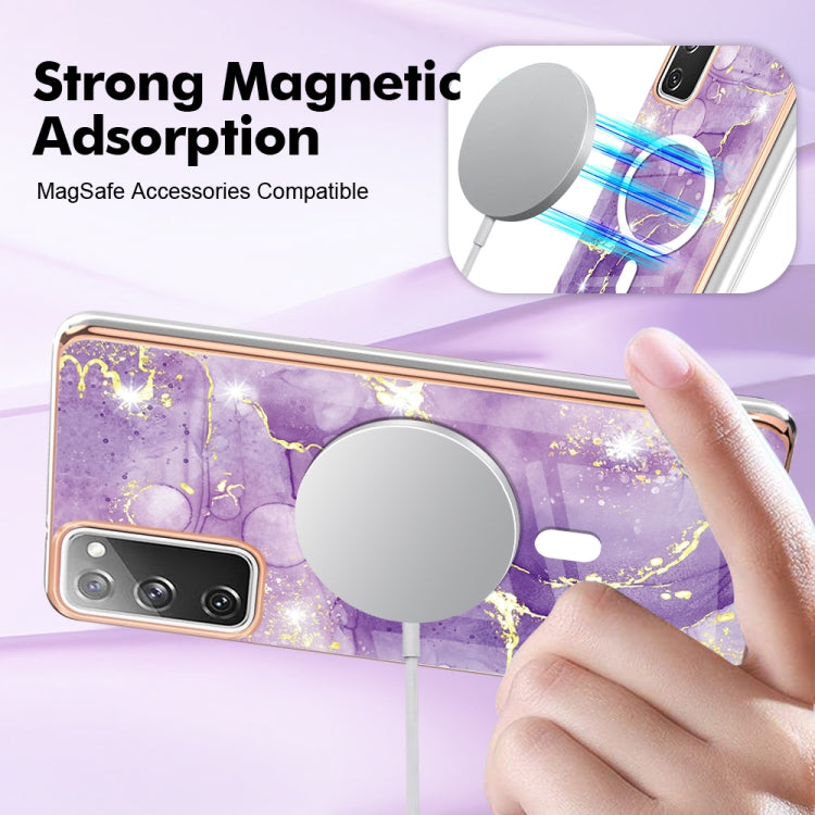For Samsung Galaxy S20 FE 5G&4G / S20 Lite / S20 Fan Edition Marble Pattern Dual-side IMD Magsafe TPU Phone Case(Purple 002) by buy2fix