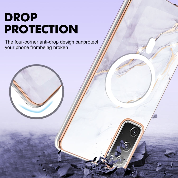 For Samsung Galaxy S20 FE 5G&4G / S20 Lite / S20 Fan Edition Marble Pattern Dual-side IMD Magsafe TPU Phone Case(White 006) by buy2fix