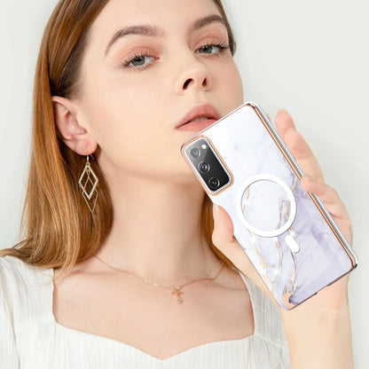 For Samsung Galaxy S20 FE 5G&4G / S20 Lite / S20 Fan Edition Marble Pattern Dual-side IMD Magsafe TPU Phone Case(White 006) by buy2fix