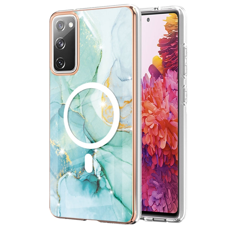 For Samsung Galaxy S20 FE 5G&4G / S20 Lite / S20 Fan Edition Marble Pattern Dual-side IMD Magsafe TPU Phone Case(Green 003) by buy2fix