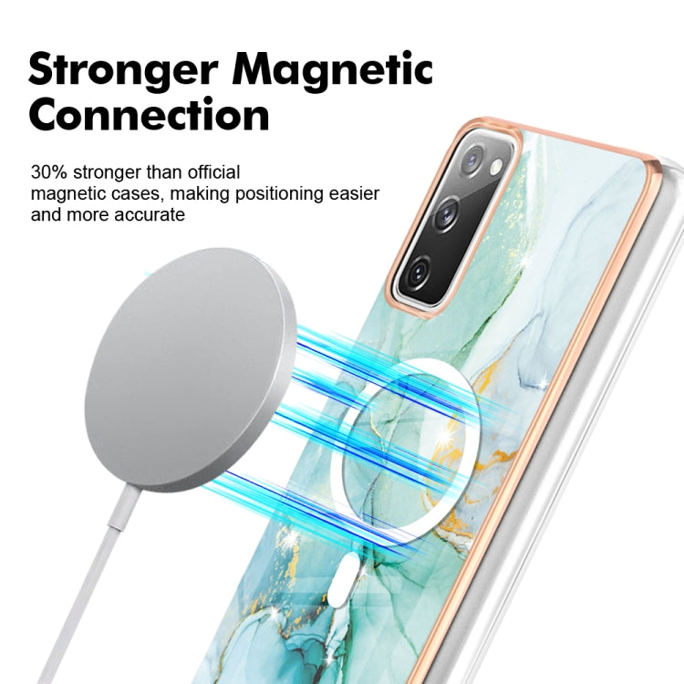 For Samsung Galaxy S20 FE 5G&4G / S20 Lite / S20 Fan Edition Marble Pattern Dual-side IMD Magsafe TPU Phone Case(Green 003) by buy2fix