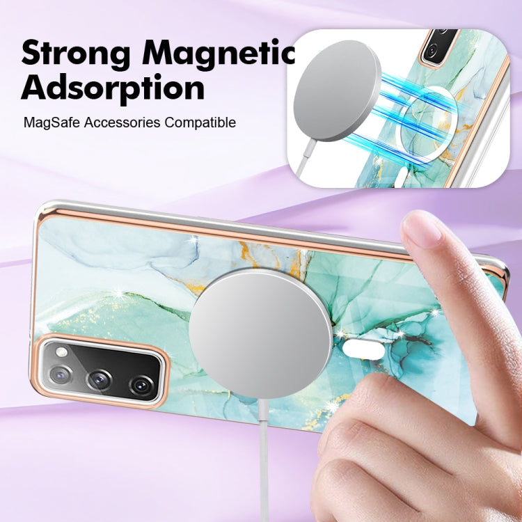 For Samsung Galaxy S20 FE 5G&4G / S20 Lite / S20 Fan Edition Marble Pattern Dual-side IMD Magsafe TPU Phone Case(Green 003) by buy2fix