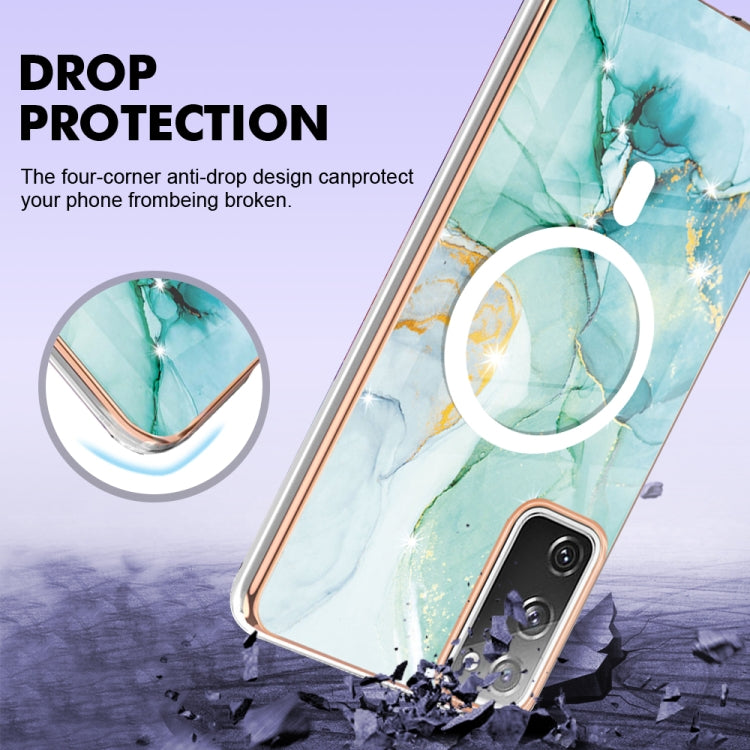 For Samsung Galaxy S20 FE 5G&4G / S20 Lite / S20 Fan Edition Marble Pattern Dual-side IMD Magsafe TPU Phone Case(Green 003) by buy2fix