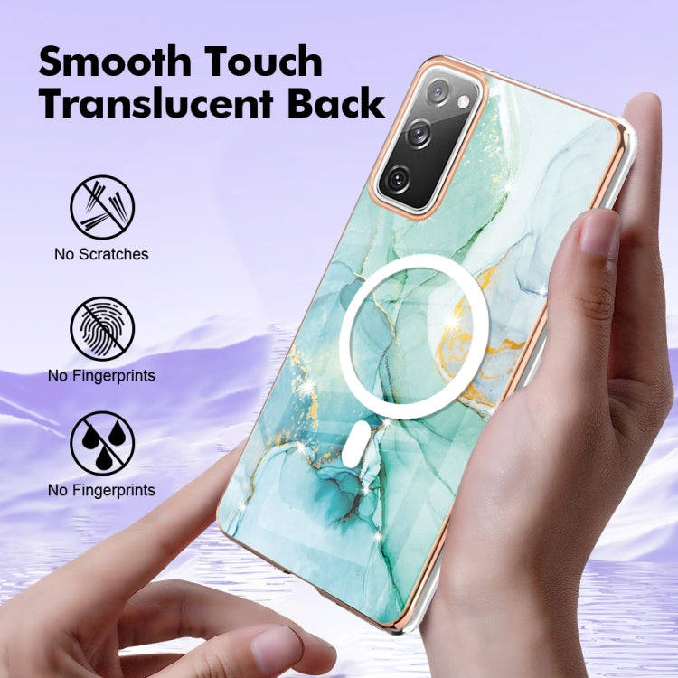 For Samsung Galaxy S20 FE 5G&4G / S20 Lite / S20 Fan Edition Marble Pattern Dual-side IMD Magsafe TPU Phone Case(Green 003) by buy2fix