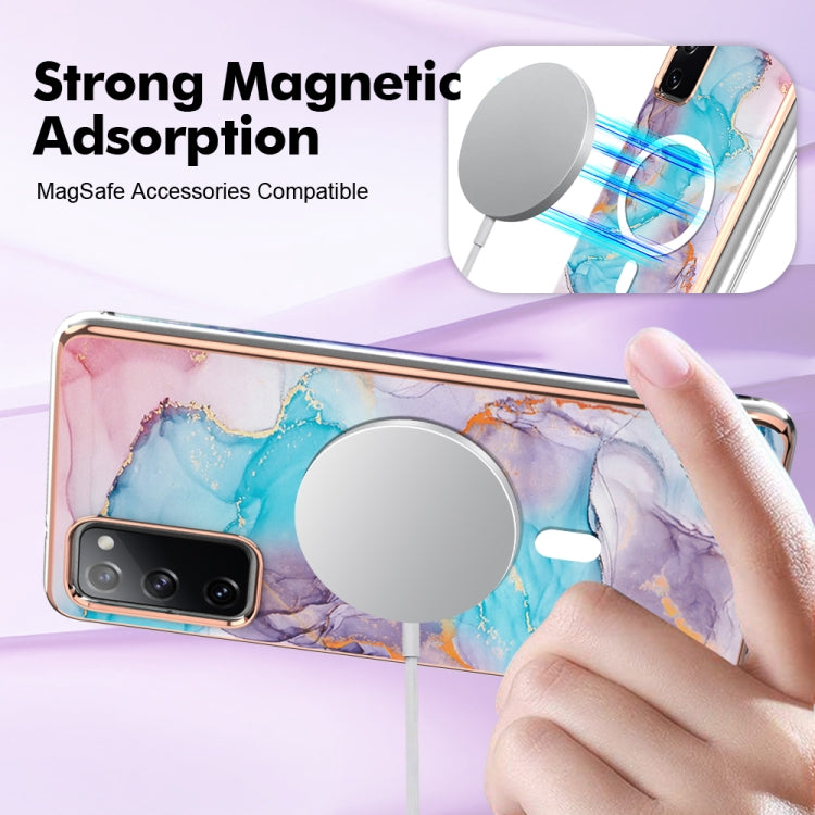 For Samsung Galaxy S20 FE 5G&4G / S20 Lite / S20 Fan Edition Marble Pattern Dual-side IMD Magsafe TPU Phone Case(Blue Marble) by buy2fix