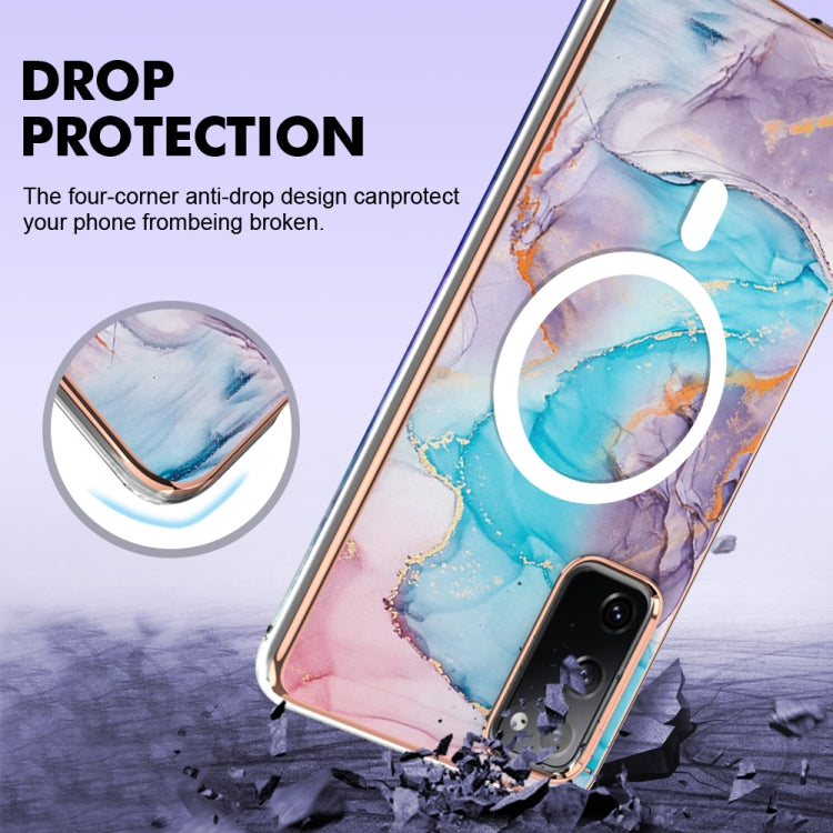 For Samsung Galaxy S20 FE 5G&4G / S20 Lite / S20 Fan Edition Marble Pattern Dual-side IMD Magsafe TPU Phone Case(Blue Marble) by buy2fix