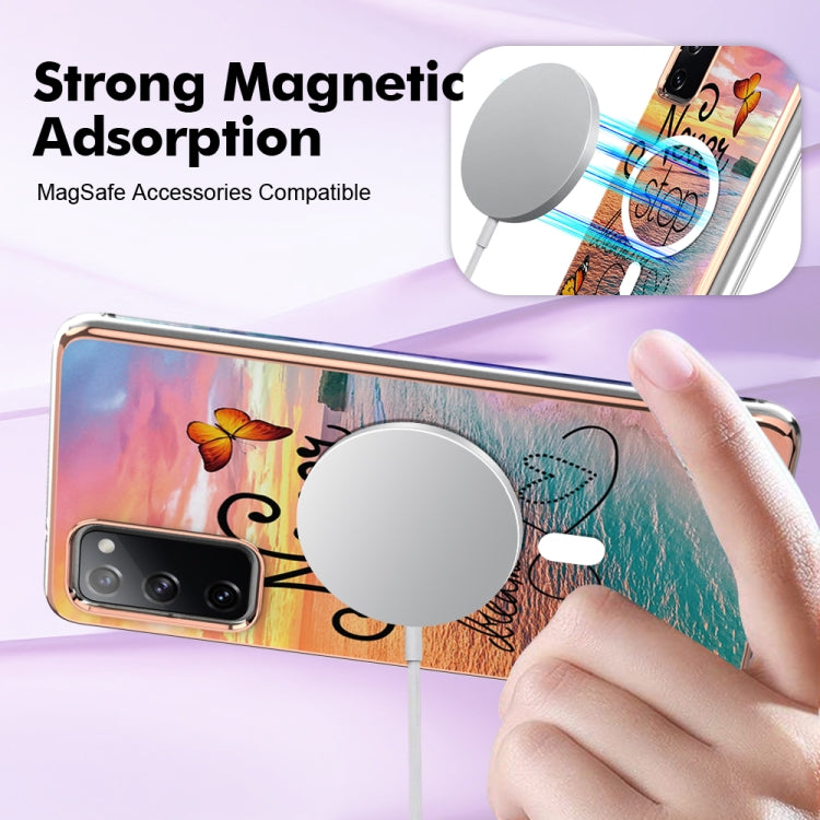 For Samsung Galaxy S20 FE 5G&4G / S20 Lite / S20 Fan Edition Marble Pattern Dual-side IMD Magsafe TPU Phone Case(Dream Butterfly) by buy2fix