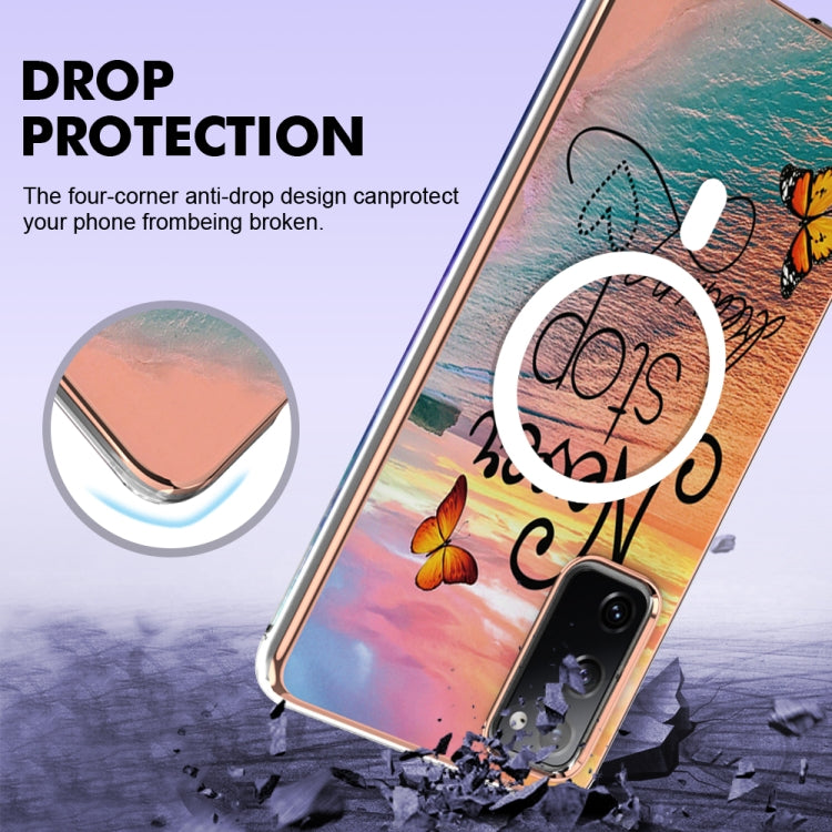 For Samsung Galaxy S20 FE 5G&4G / S20 Lite / S20 Fan Edition Marble Pattern Dual-side IMD Magsafe TPU Phone Case(Dream Butterfly) by buy2fix