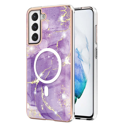 For Samsung Galaxy S21 FE 5G Marble Pattern Dual-side IMD Magsafe TPU Phone Case(Purple 002) by buy2fix