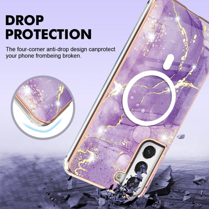 For Samsung Galaxy S21 FE 5G Marble Pattern Dual-side IMD Magsafe TPU Phone Case(Purple 002) by buy2fix
