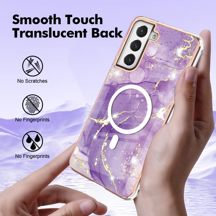 For Samsung Galaxy S21 FE 5G Marble Pattern Dual-side IMD Magsafe TPU Phone Case(Purple 002) by buy2fix