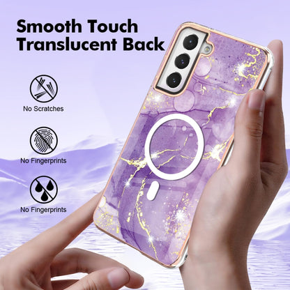 For Samsung Galaxy S21 FE 5G Marble Pattern Dual-side IMD Magsafe TPU Phone Case(Purple 002) by buy2fix