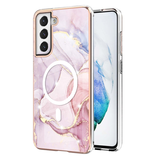 For Samsung Galaxy S21 FE 5G Marble Pattern Dual-side IMD Magsafe TPU Phone Case(Rose Gold 005) by buy2fix