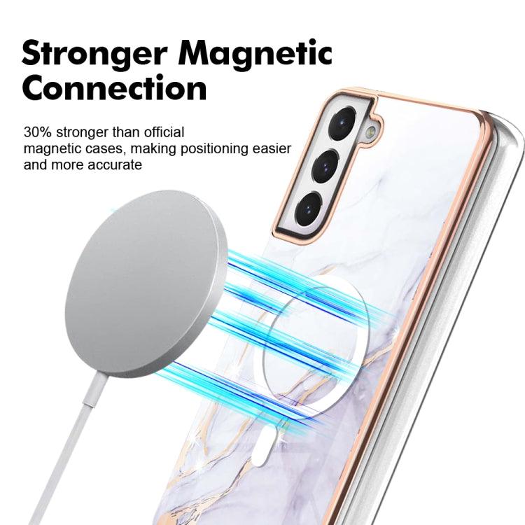 For Samsung Galaxy S21 FE 5G Marble Pattern Dual-side IMD Magsafe TPU Phone Case(White 006) by buy2fix