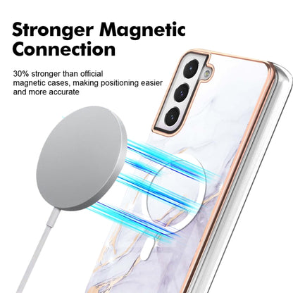 For Samsung Galaxy S21 FE 5G Marble Pattern Dual-side IMD Magsafe TPU Phone Case(White 006) by buy2fix