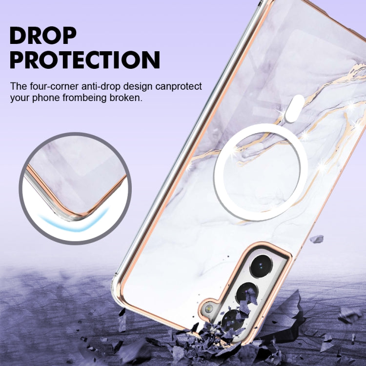 For Samsung Galaxy S21 FE 5G Marble Pattern Dual-side IMD Magsafe TPU Phone Case(White 006) by buy2fix