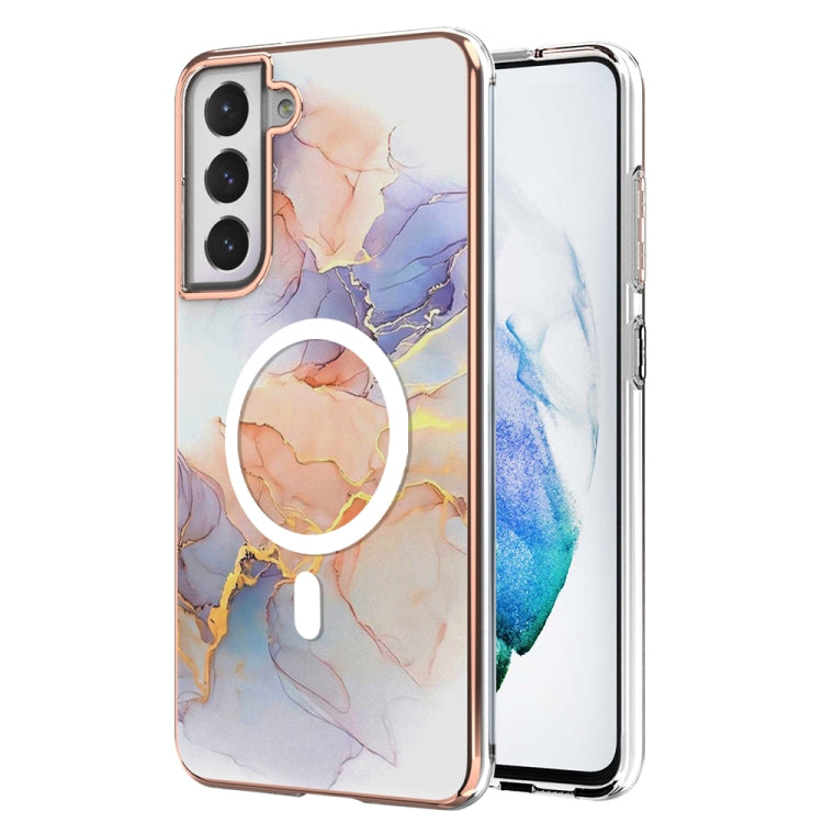 For Samsung Galaxy S21 FE 5G Marble Pattern Dual-side IMD Magsafe TPU Phone Case(White Marble) by buy2fix