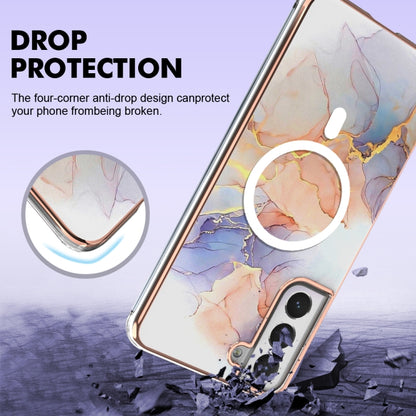 For Samsung Galaxy S21 FE 5G Marble Pattern Dual-side IMD Magsafe TPU Phone Case(White Marble) by buy2fix