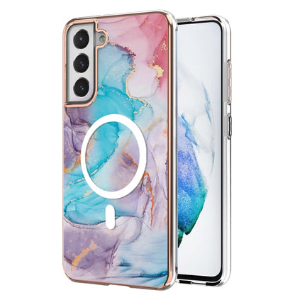 For Samsung Galaxy S21 FE 5G Marble Pattern Dual-side IMD Magsafe TPU Phone Case(Blue Marble) by buy2fix
