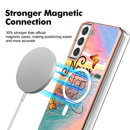 For Samsung Galaxy S21 FE 5G Marble Pattern Dual-side IMD Magsafe TPU Phone Case(Dream Butterfly) by buy2fix