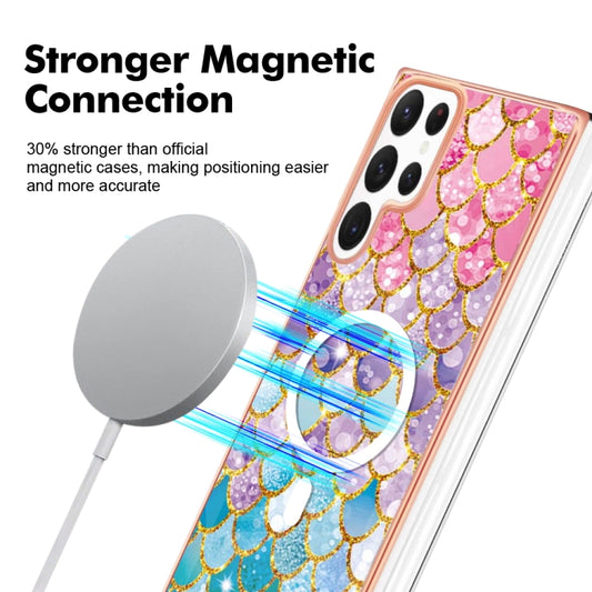 For Samsung Galaxy S22 Ultra 5G Marble Pattern Dual-side IMD Magsafe TPU Phone Case(Colorful Scales) by buy2fix