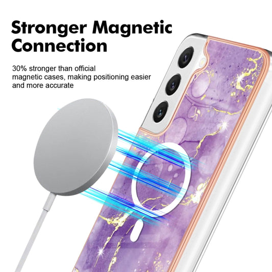 For Samsung Galaxy S23 5G Marble Pattern Dual-side IMD Magsafe TPU Phone Case(Purple 002) - Galaxy S23 5G Cases by buy2fix | Online Shopping UK | buy2fix