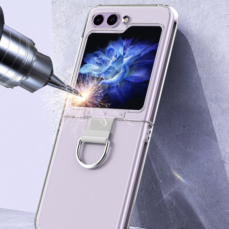 For Samsung Galaxy Z Flip5 Skin Feel PC Foldable Phone Case with Ring(Transparent) - Galaxy Z Flip5 Cases by buy2fix | Online Shopping UK | buy2fix