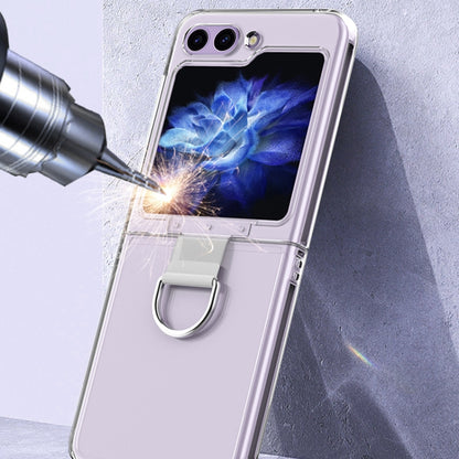 For Samsung Galaxy Z Flip5 Skin Feel PC Foldable Phone Case with Ring(Transparent) - Galaxy Z Flip5 Cases by buy2fix | Online Shopping UK | buy2fix