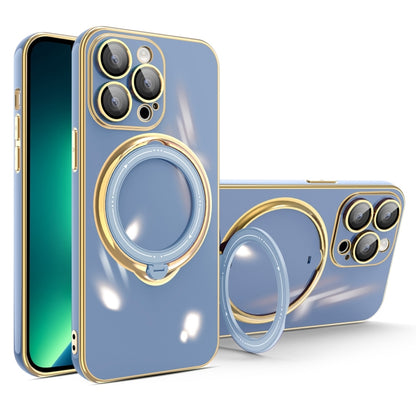 For iPhone 13 Pro Max Multifunction Electroplating MagSafe Holder Phone Case(Blue) - iPhone 13 Pro Max Cases by buy2fix | Online Shopping UK | buy2fix