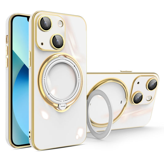For iPhone 13 Multifunction Electroplating MagSafe Holder Phone Case(White) - iPhone 13 Cases by buy2fix | Online Shopping UK | buy2fix
