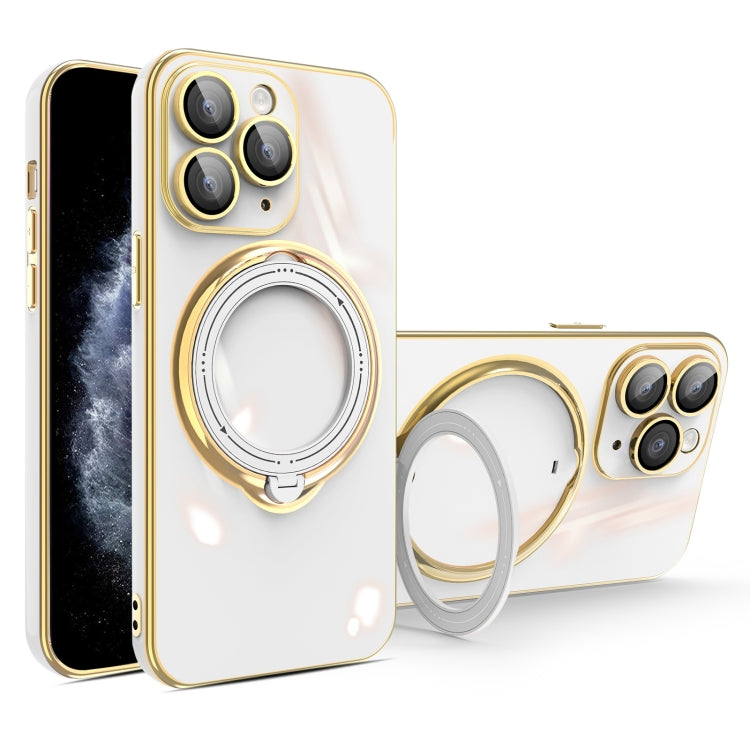 For iPhone 11 Pro Multifunction Electroplating MagSafe Holder Phone Case(White) - iPhone 11 Pro Cases by buy2fix | Online Shopping UK | buy2fix