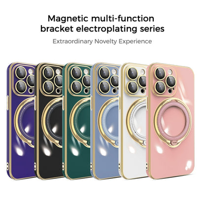 For iPhone XR Multifunction Electroplating MagSafe Holder Phone Case(Dark Purple) - More iPhone Cases by buy2fix | Online Shopping UK | buy2fix