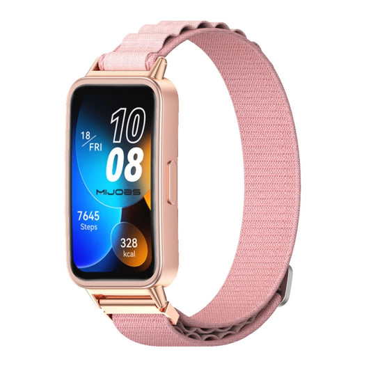 For Huawei Band 8 / 9 / 10 Mijobs Nylon Breathable Watch Band(Pink+Rose Gold) - Watch Bands by MIJOBS | Online Shopping UK | buy2fix
