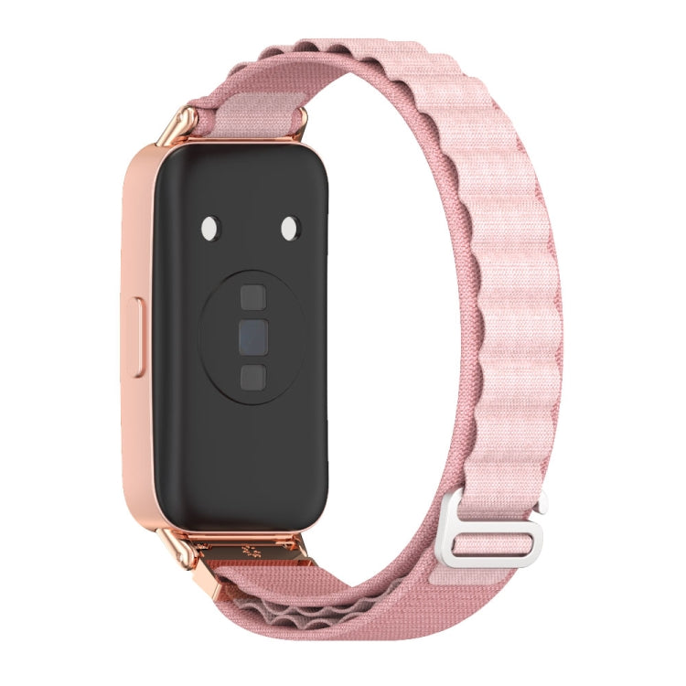 For Huawei Band 8 / 9 / 10 Mijobs Nylon Breathable Watch Band(Pink+Rose Gold) - Watch Bands by MIJOBS | Online Shopping UK | buy2fix