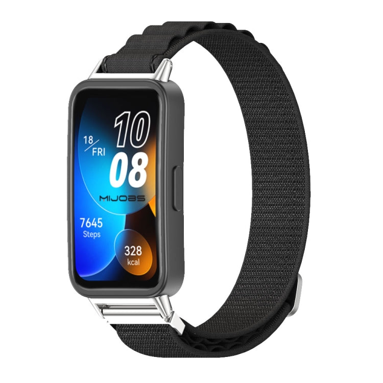 For Huawei Band 8 / 9 / 10 Mijobs Nylon Breathable Watch Band(Black+Silver) - Watch Bands by MIJOBS | Online Shopping UK | buy2fix
