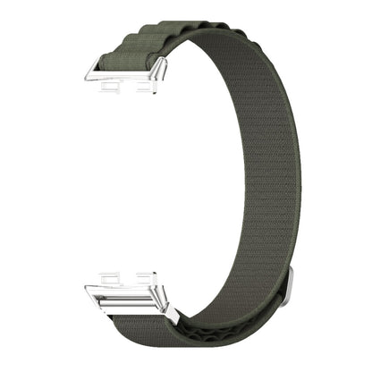 For Huawei Band 8 / 9 / 10 Mijobs Nylon Breathable Watch Band(Green+Silver) - Watch Bands by MIJOBS | Online Shopping UK | buy2fix