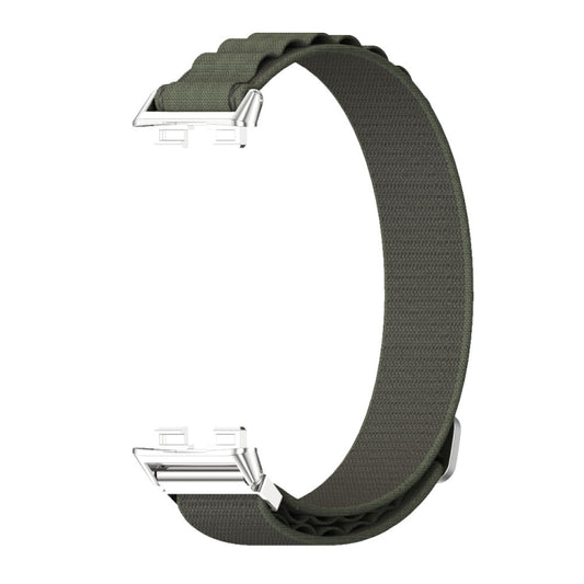For Huawei Band 8 / 9 / 10 Mijobs Nylon Breathable Watch Band(Green+Silver) - Watch Bands by MIJOBS | Online Shopping UK | buy2fix
