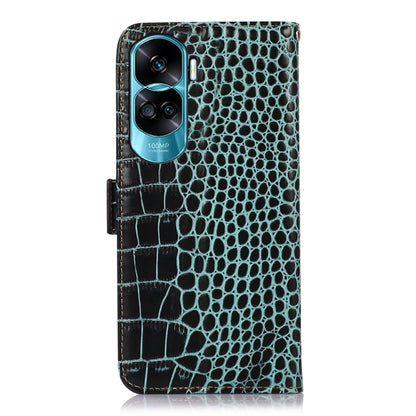 For Honor 90 Lite 5G / X50i Crocodile Top Layer Cowhide Leather Phone Case(Green) - Honor Cases by buy2fix | Online Shopping UK | buy2fix