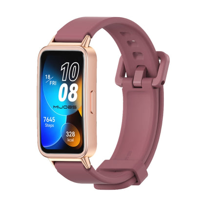 For Huawei Band 8 / 9 / 10 Mijobs Silicone Breathable Watch Band(Wine Red+Rose Gold) - Watch Bands by MIJOBS | Online Shopping UK | buy2fix