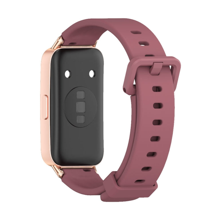 For Huawei Band 8 / 9 / 10 Mijobs Silicone Breathable Watch Band(Wine Red+Rose Gold) - Watch Bands by MIJOBS | Online Shopping UK | buy2fix