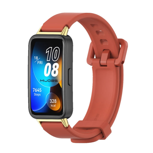 For Huawei Band 8 / 9 / 10 Mijobs Silicone Breathable Watch Band(Orange+Gold) - Watch Bands by MIJOBS | Online Shopping UK | buy2fix