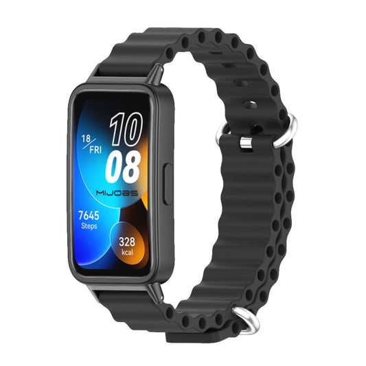 For Huawei Band 8 / 9 / 10 Mijobs Marine Silicone Breathable Watch Band(Black) - Watch Bands by MIJOBS | Online Shopping UK | buy2fix