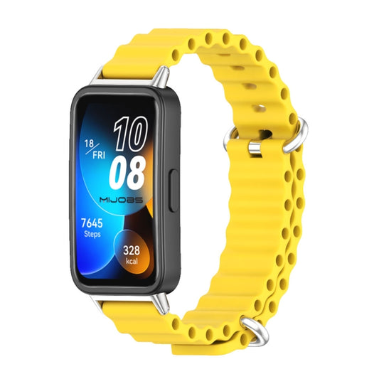 For Huawei Band 8 / 9 / 10 Mijobs Marine Silicone Breathable Watch Band(Yellow+Silver) - Watch Bands by MIJOBS | Online Shopping UK | buy2fix