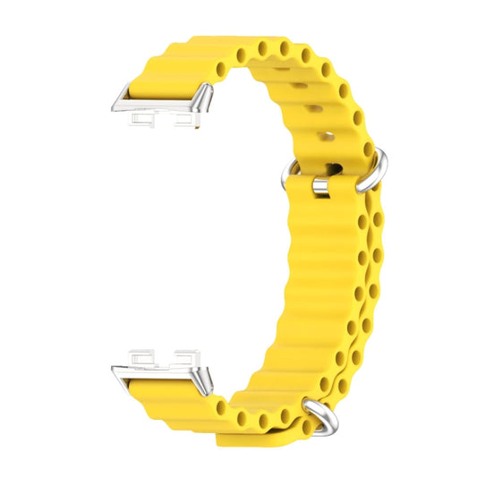 For Huawei Band 8 / 9 / 10 Mijobs Marine Silicone Breathable Watch Band(Yellow+Silver) - Watch Bands by MIJOBS | Online Shopping UK | buy2fix