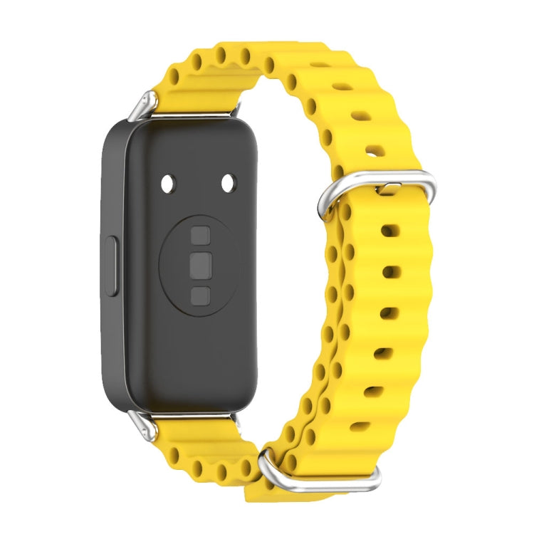 For Huawei Band 8 / 9 / 10 Mijobs Marine Silicone Breathable Watch Band(Yellow+Silver) - Watch Bands by MIJOBS | Online Shopping UK | buy2fix