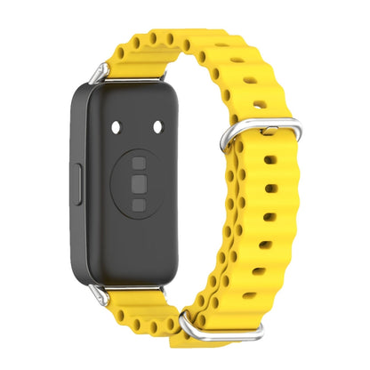 For Huawei Band 8 / 9 / 10 Mijobs Marine Silicone Breathable Watch Band(Yellow+Silver) - Watch Bands by MIJOBS | Online Shopping UK | buy2fix