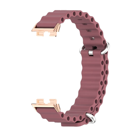 For Huawei Band 8 / 9 / 10 Mijobs Marine Silicone Breathable Watch Band(Wine Red+Rose Gold) - Watch Bands by MIJOBS | Online Shopping UK | buy2fix